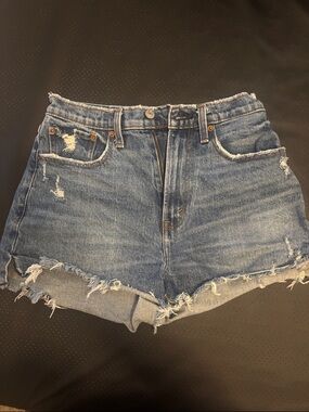 Abercrombie & Fitch Distressed Mid-Blue Denim Cutoff Shorts